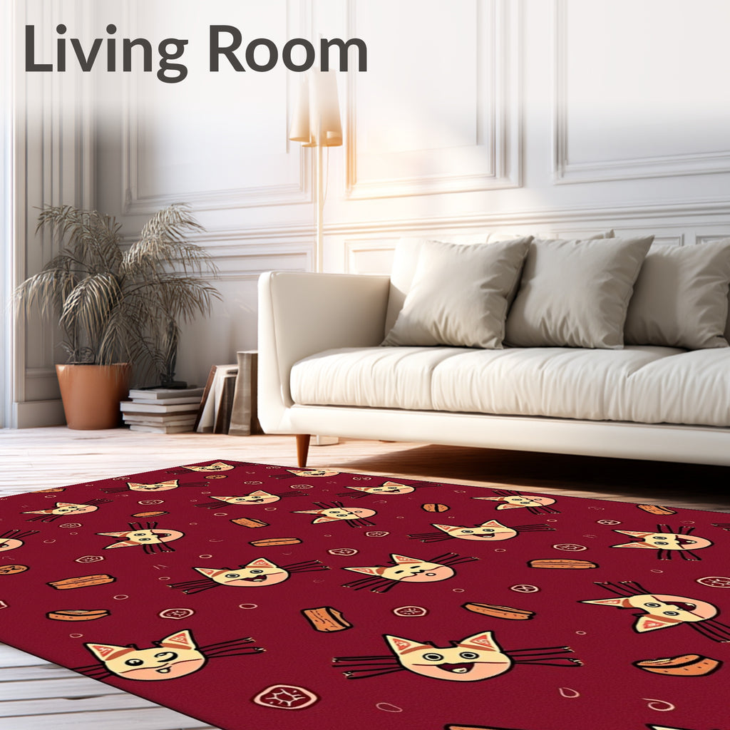 Playful Cat Faces Pattern Design Rug