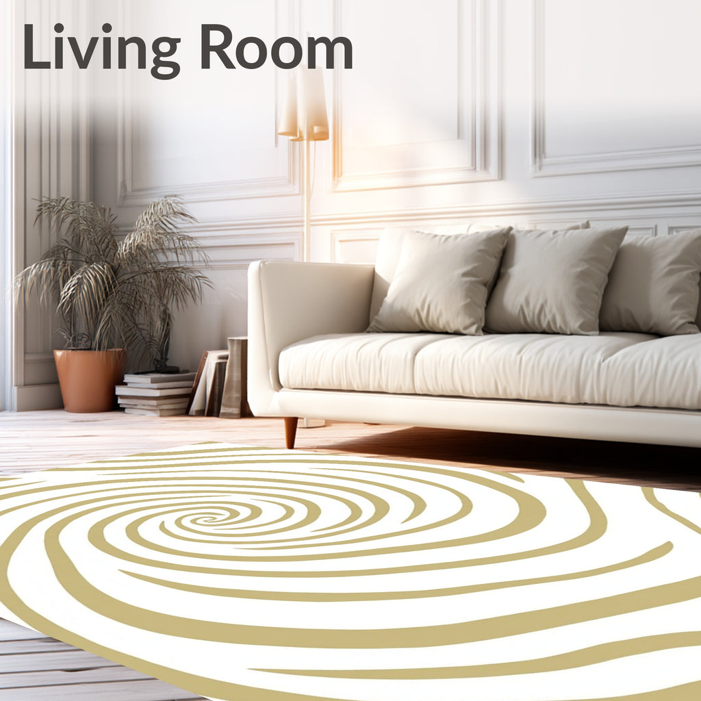 Golden Swirl Stripe Pattern Rug