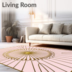 Golden Sunburst Geometric Design Rug