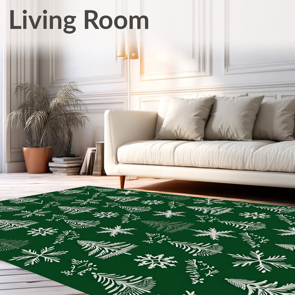 Winter Trees and Snowflakes Pattern Rug