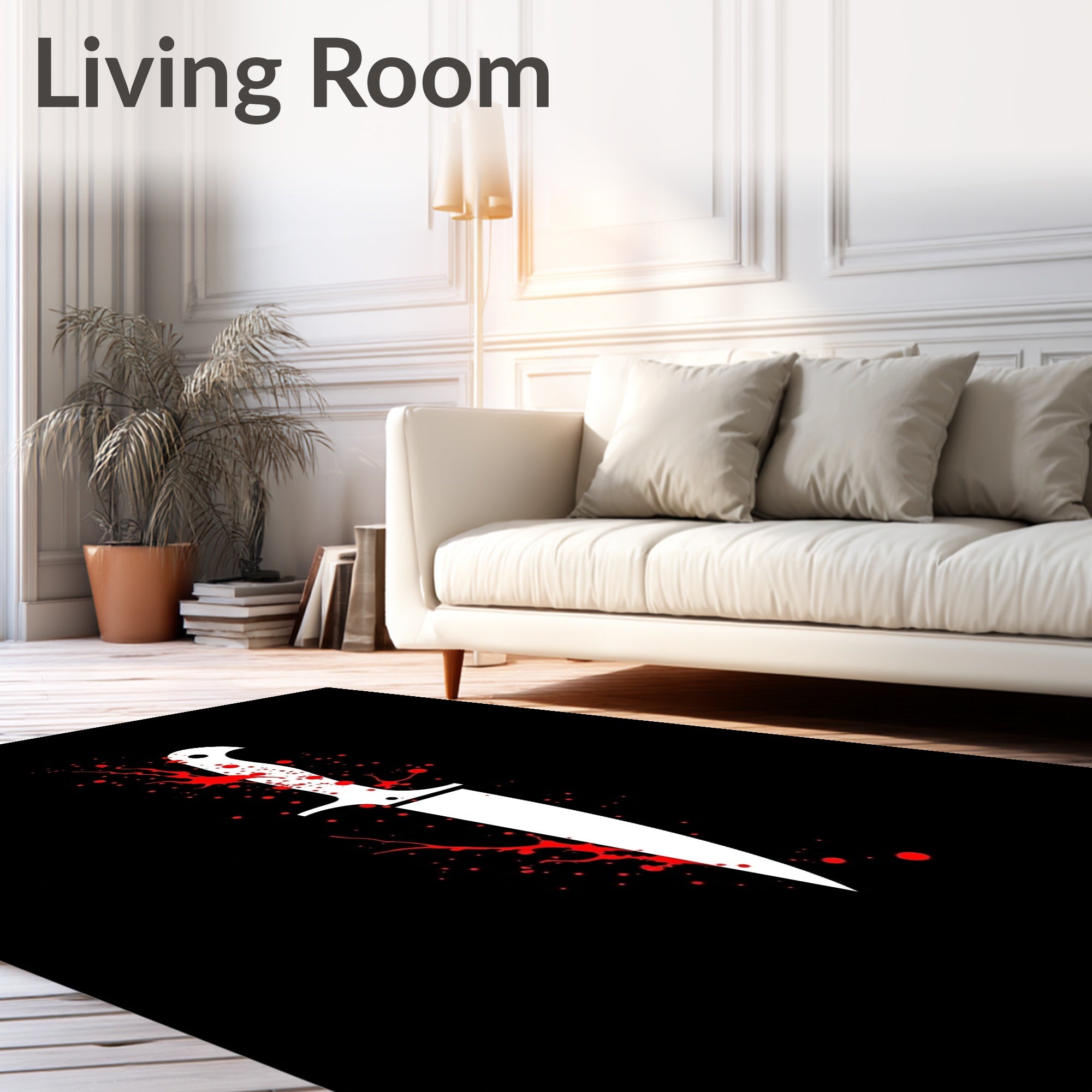 White Knife Splatter Pattern Rug