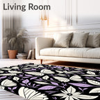 Whimsical Butterfly and Leaf Pattern Rug