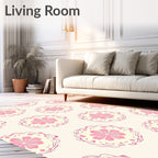 Pink Floral Mandala Patterned Rug