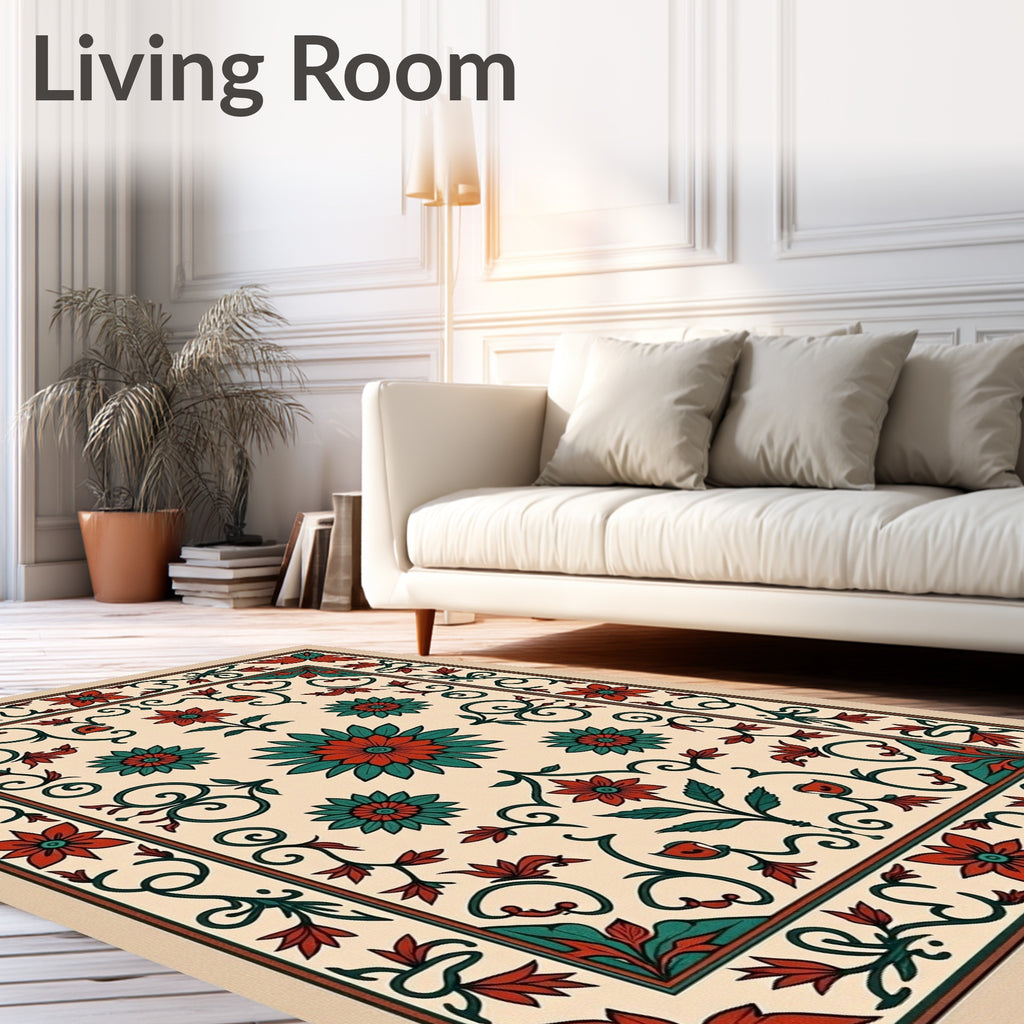 Intricate Floral Vine Pattern Rug