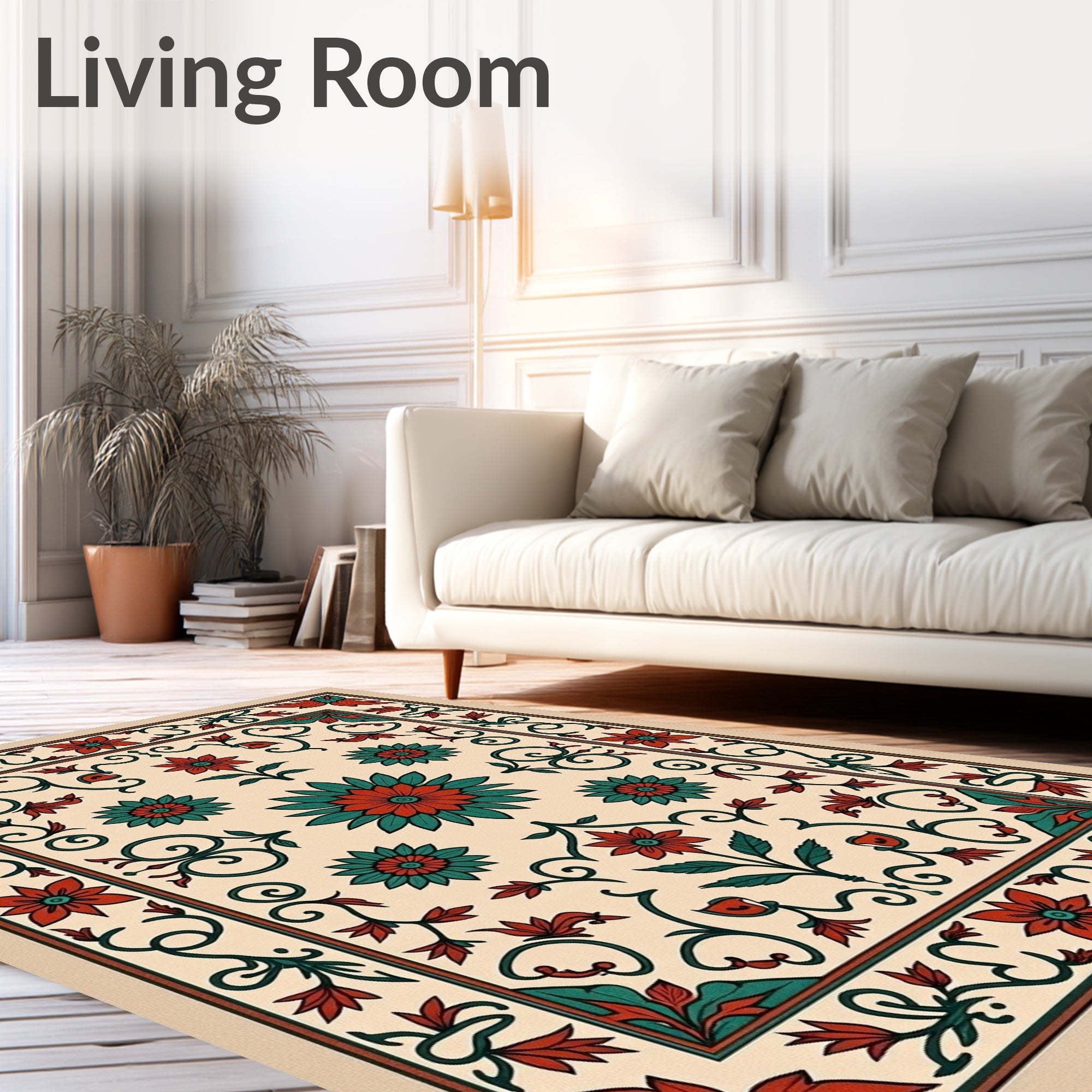 Intricate Floral Vine Pattern Rug