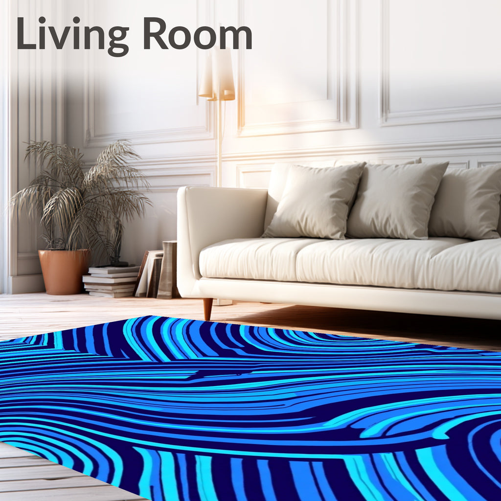 Dynamic Blue Swirl Lines Rug
