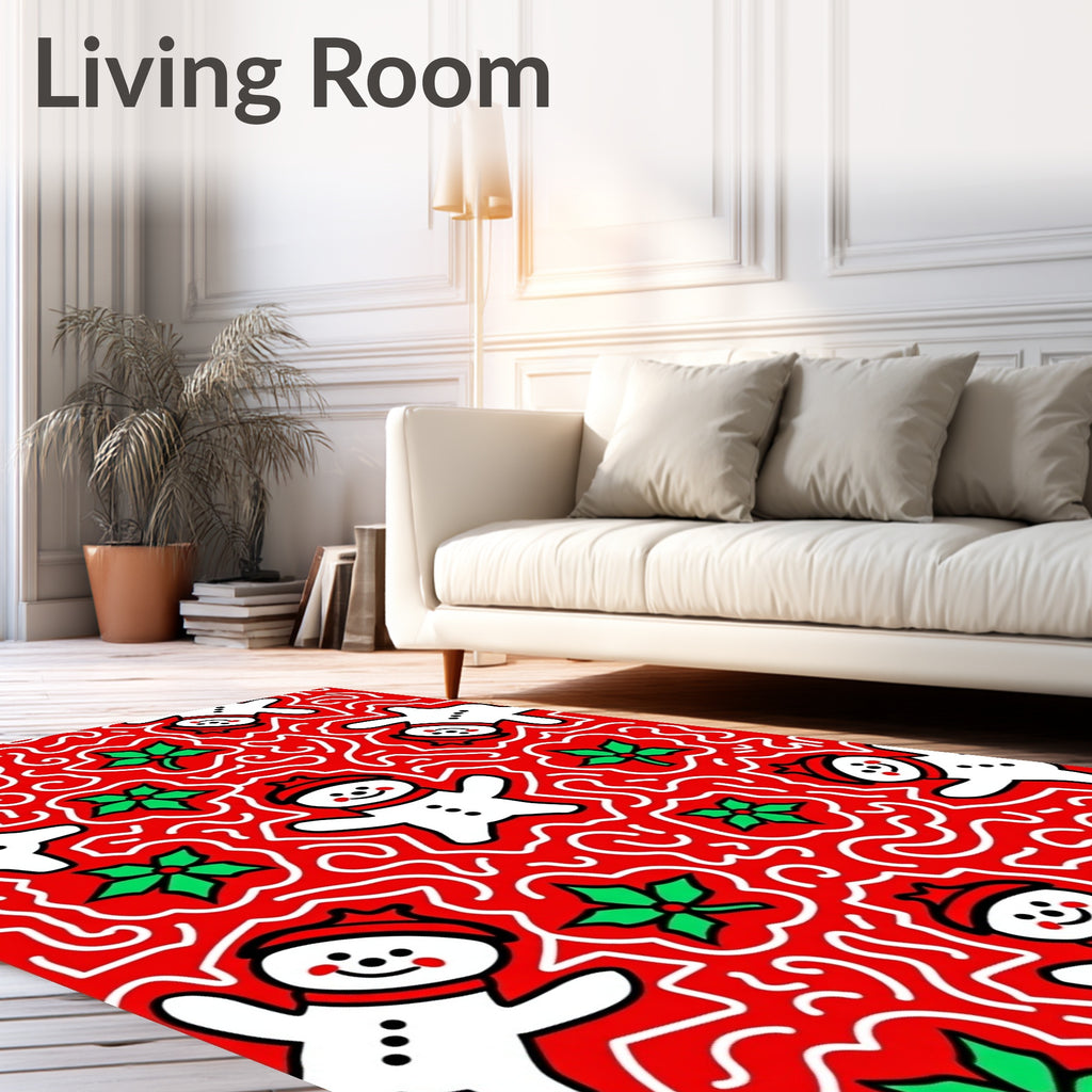 Cute Gingerbread Man Holly Pattern Rug