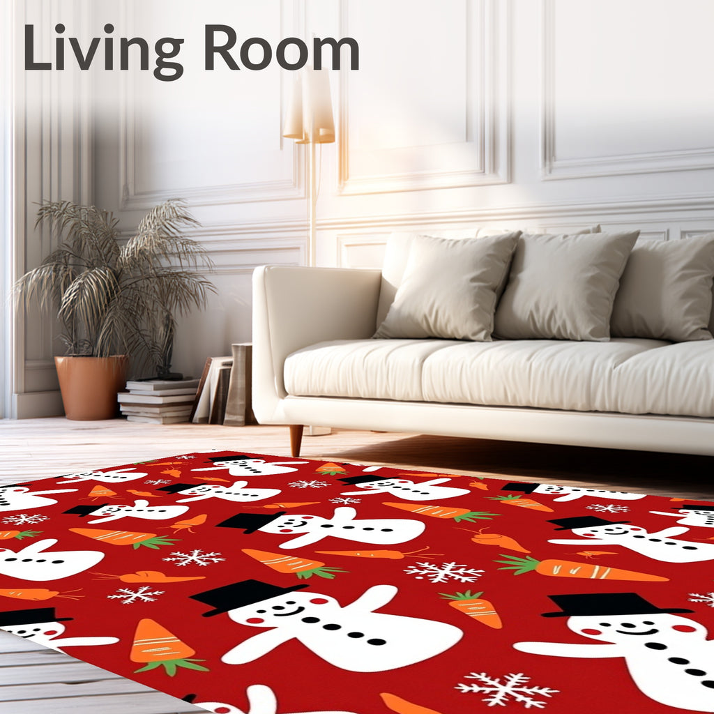 Festive Snowmen Carrots Pattern Rug