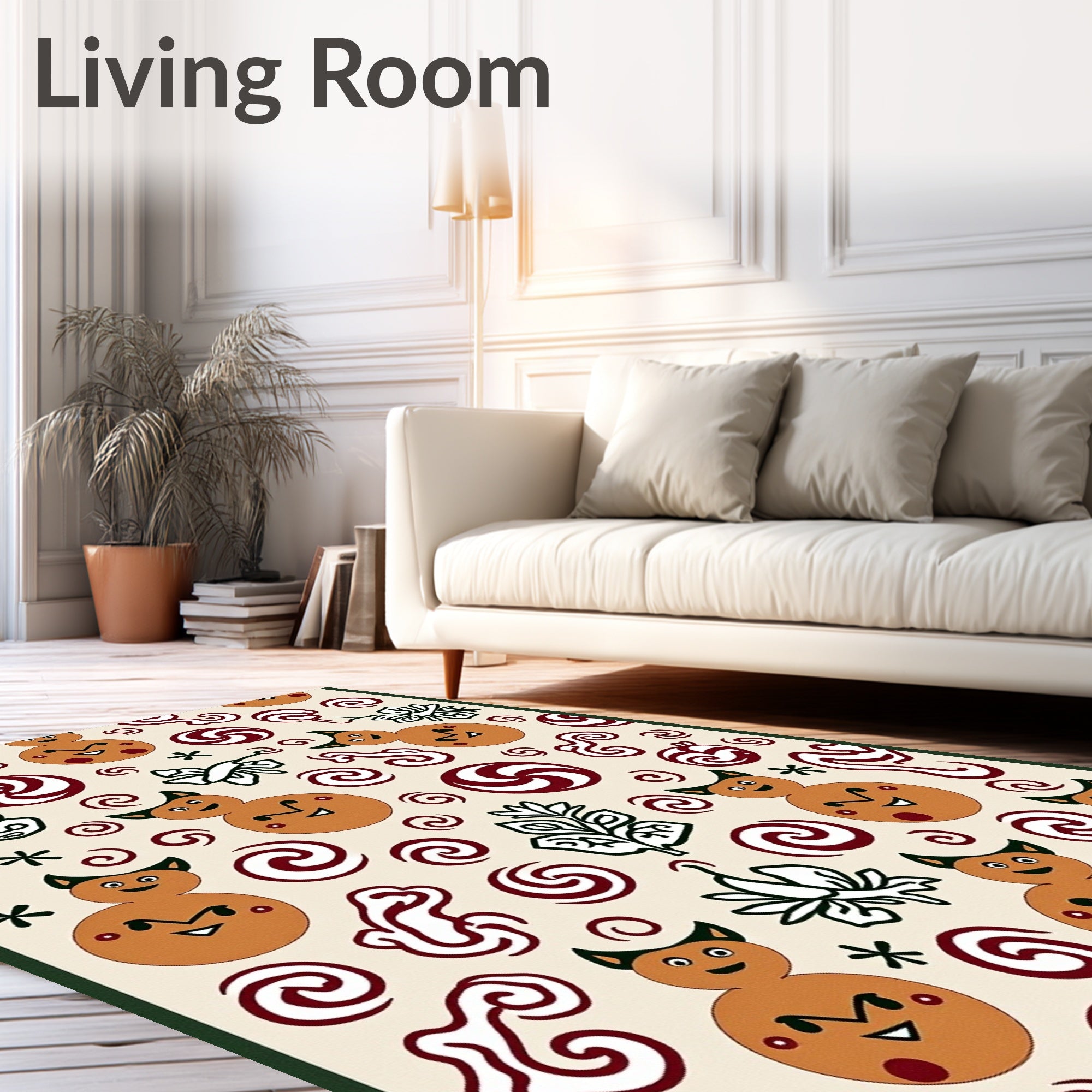 Whimsical Gingerbread Swirls Pattern Rug