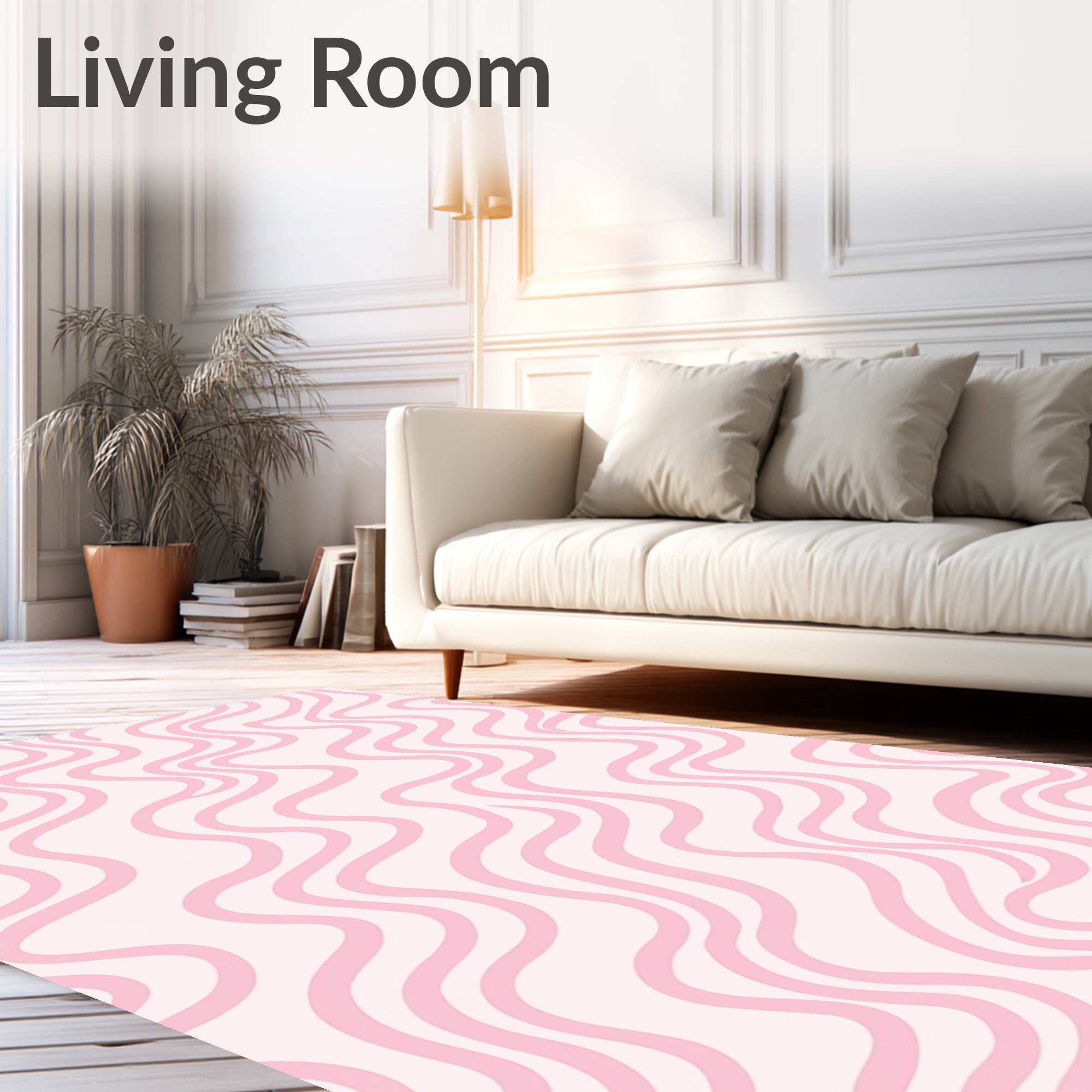 Pink Wave Pattern Artwork Rug