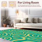 Teal and Gold Swirl Abstract Design Rug