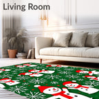 Charming Snowmen Snowflake Pattern Rug