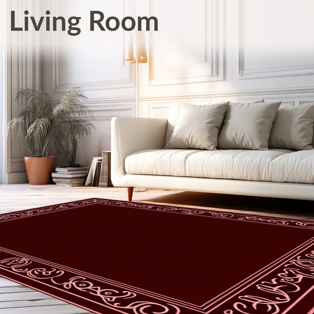 Ornate Flourish Border Design Rug