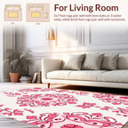 Elegant Pink Floral Damask Pattern Rug