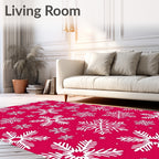 Winter Snowflake Pattern Red Rug