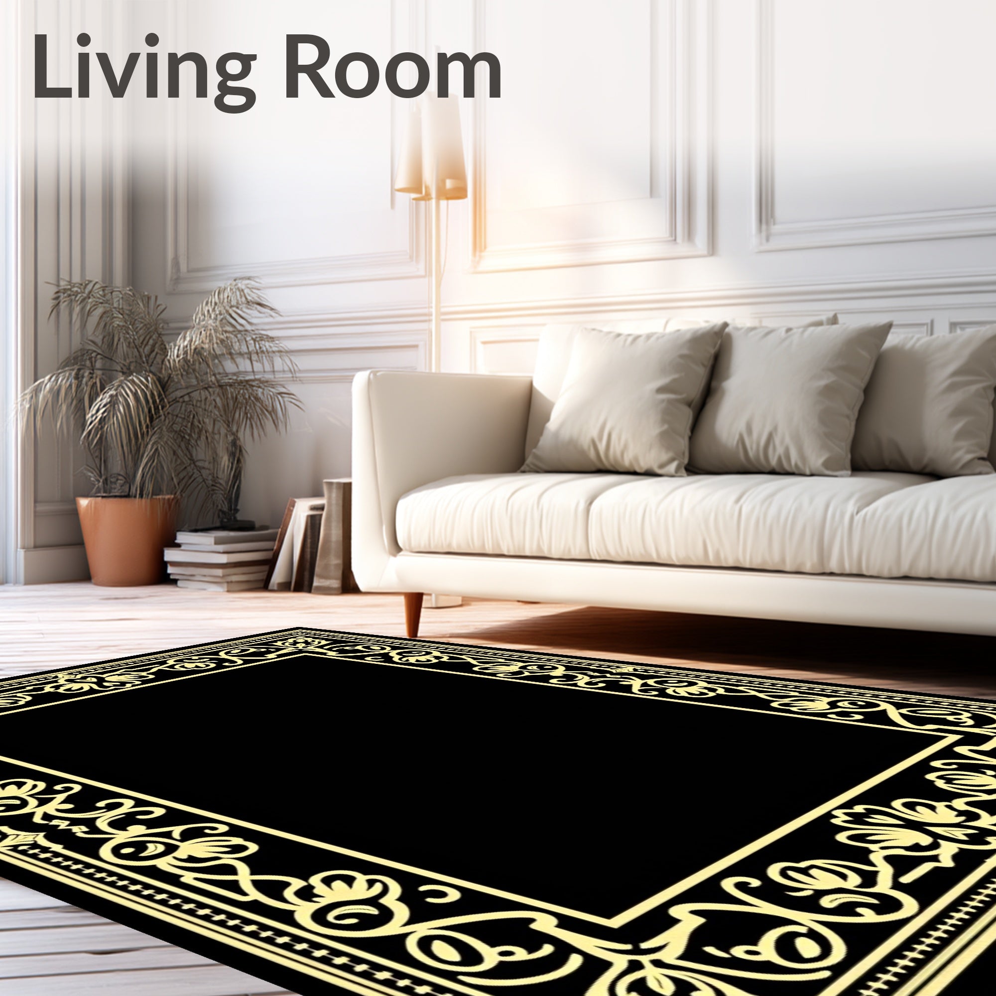 Ornate Floral Border Design Rug