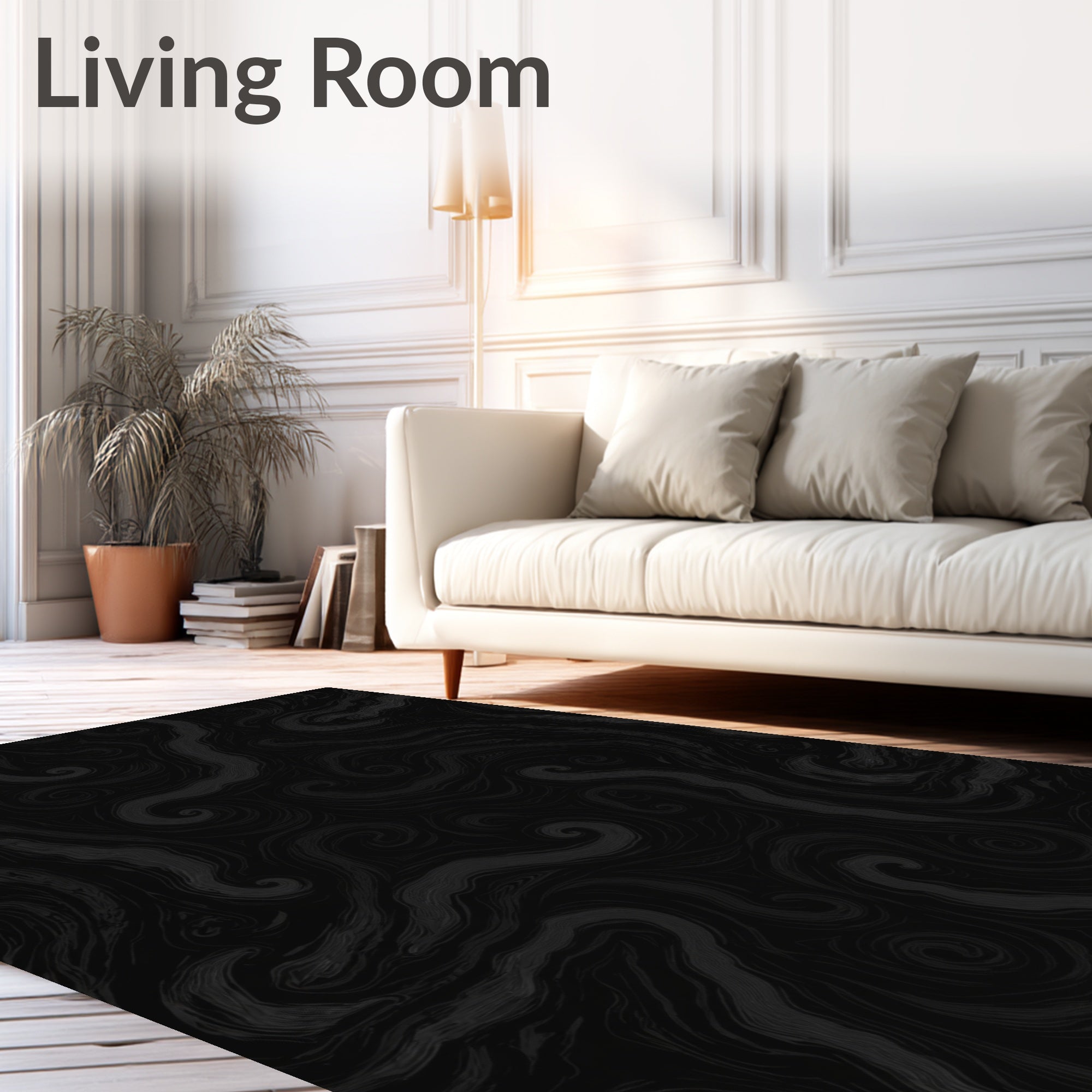 Dark Whirlwind Textured Swirl Design Rug
