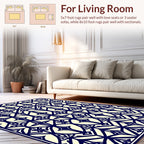 Navy And Cream Geometric Pattern Rug