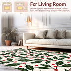 Holly Berry Festive Floral Pattern Rug