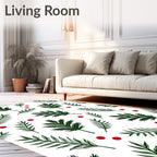 Evergreen Sprigs and Red Dot Pattern Rug