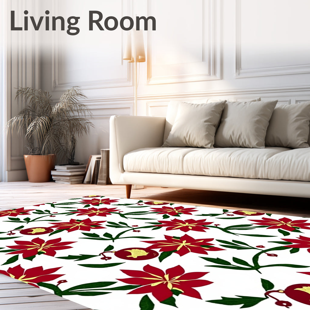Scarlet Floral Ornament Garden Accent Rug