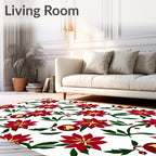 Scarlet Floral Ornament Garden Accent Rug
