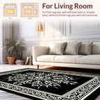 Classic Black White Floral Mandala Rug