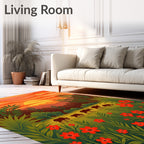 Sunrise Cattle In Lush Green Field Rug