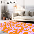 Retro Floral Swirl Pattern Rug