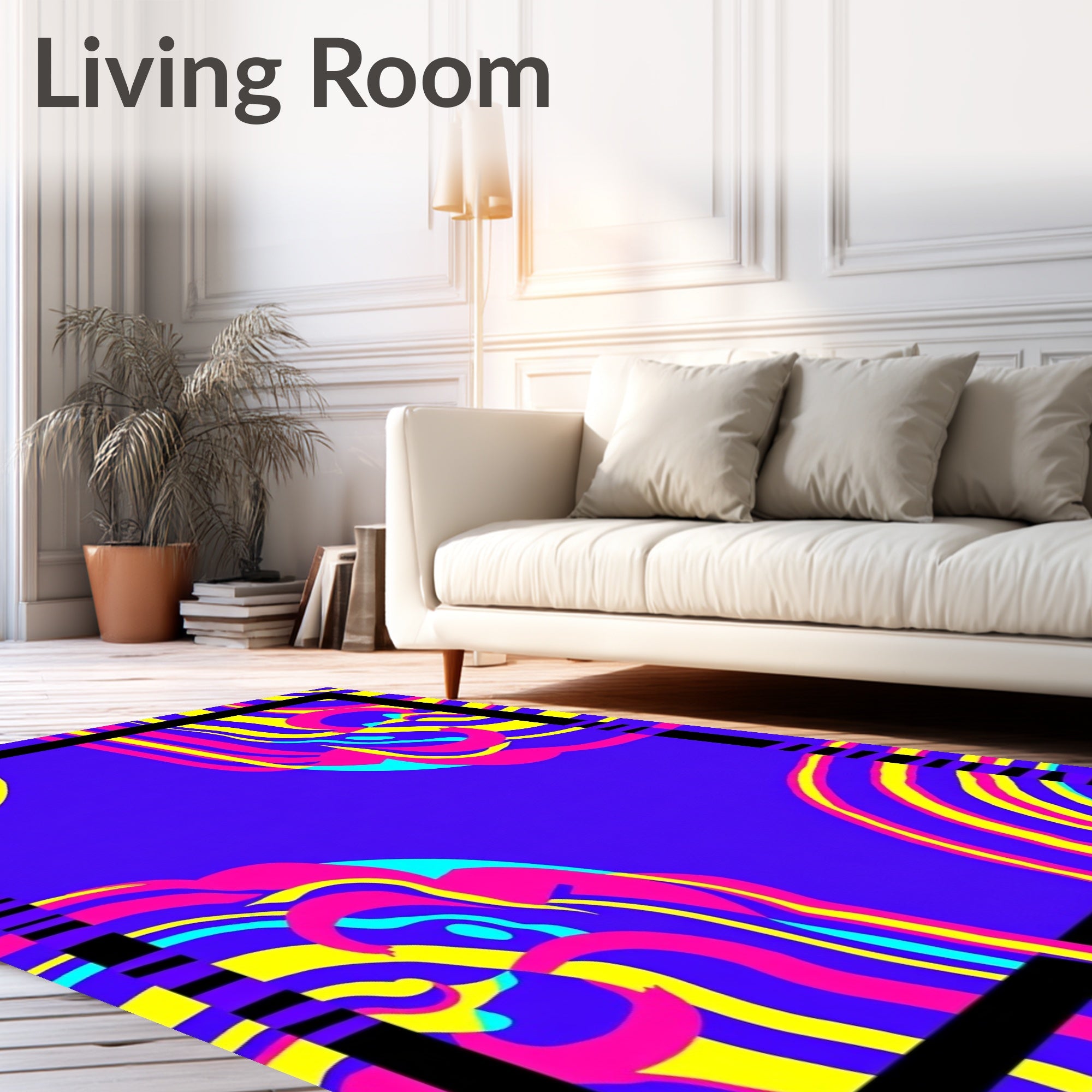 Vivid Abstract Swirl Pattern Rug