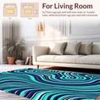 Vivid Aqua Swirl Pattern Rug