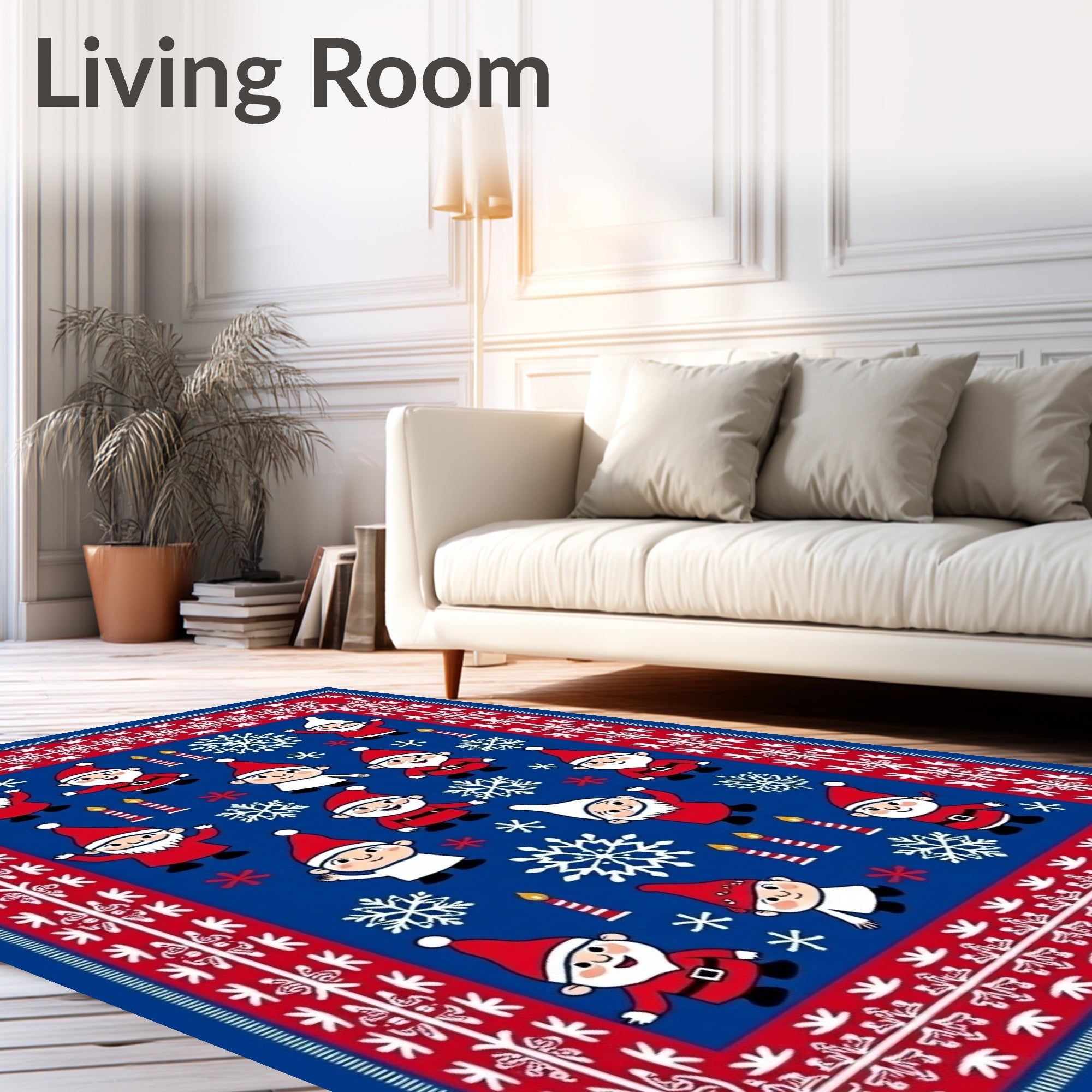 Christmas Gnomes And Snowflakes Pattern Rug