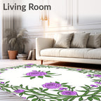 Floral Vine With Purple Roses Design Rug