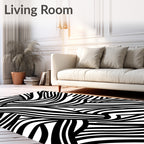Bold Black White Striped Pattern Rug