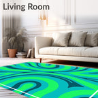 Aqua Emerald Swirl Pattern Rug