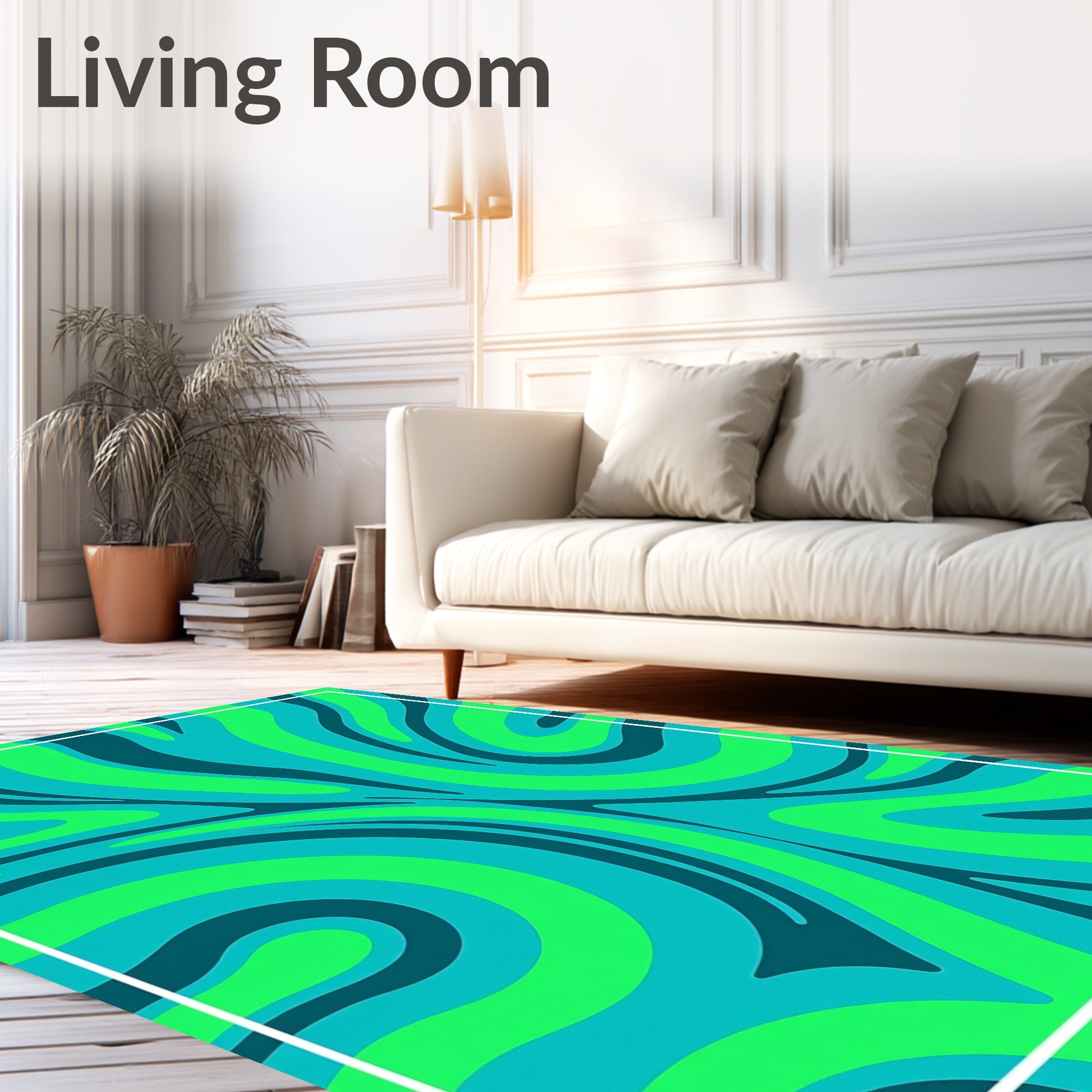Aqua Emerald Swirl Pattern Rug