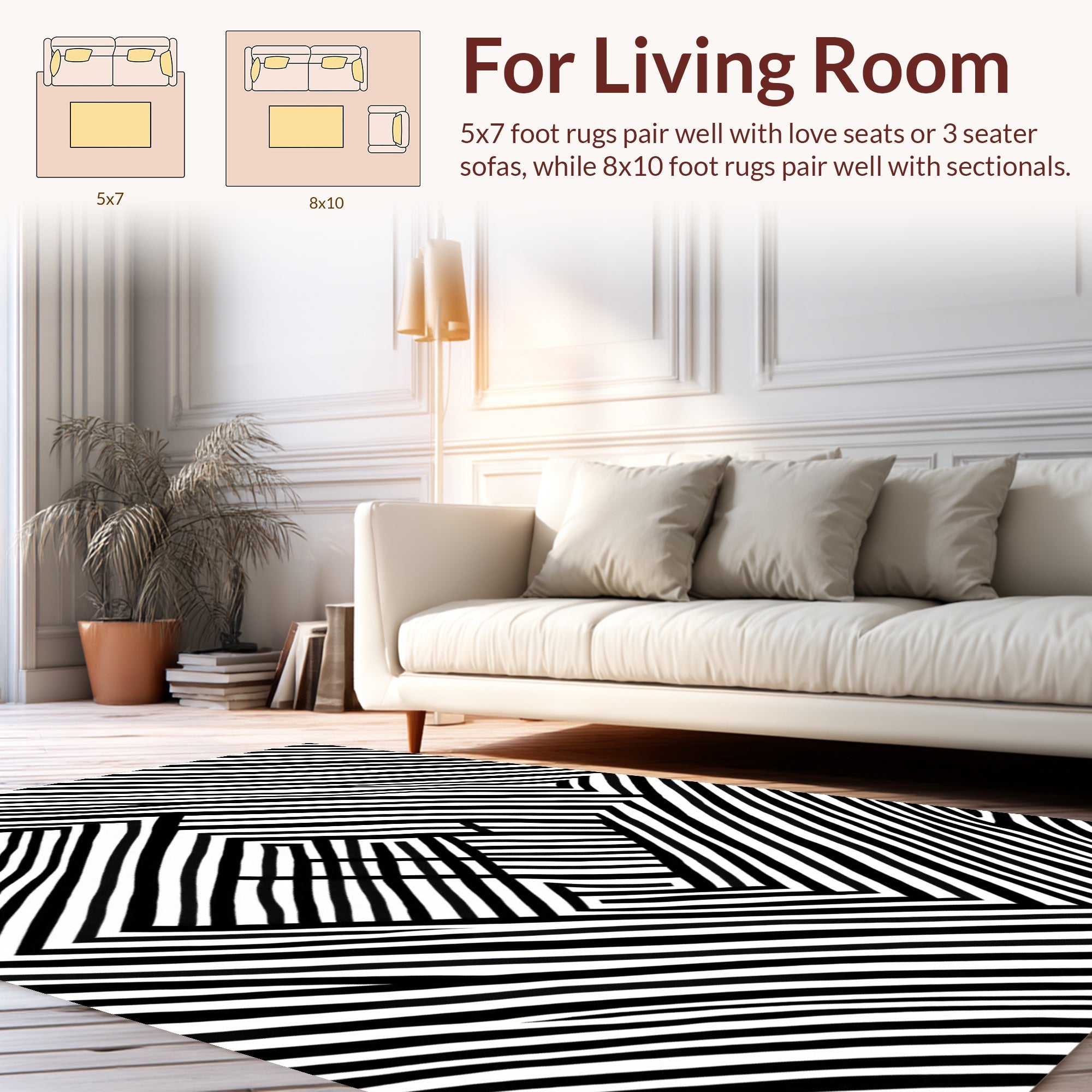 Abstract Striped Geometric Pattern Rug