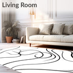 Minimalist Black Line Art Abstract Rug