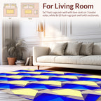 Geometric Blue Yellow Pattern Design Rug