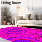 Whimsical Pink And Purple Rabbit Pattern Rug