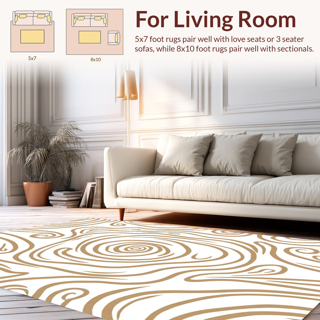 Brown Swirl Organic Wavy Pattern Rug