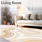 Cream Wavy Marble Vein Rug