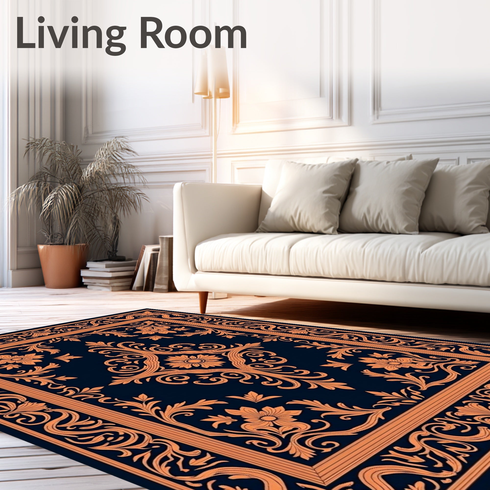 Elegant Floral Scrollwork Vintage Pattern Rug