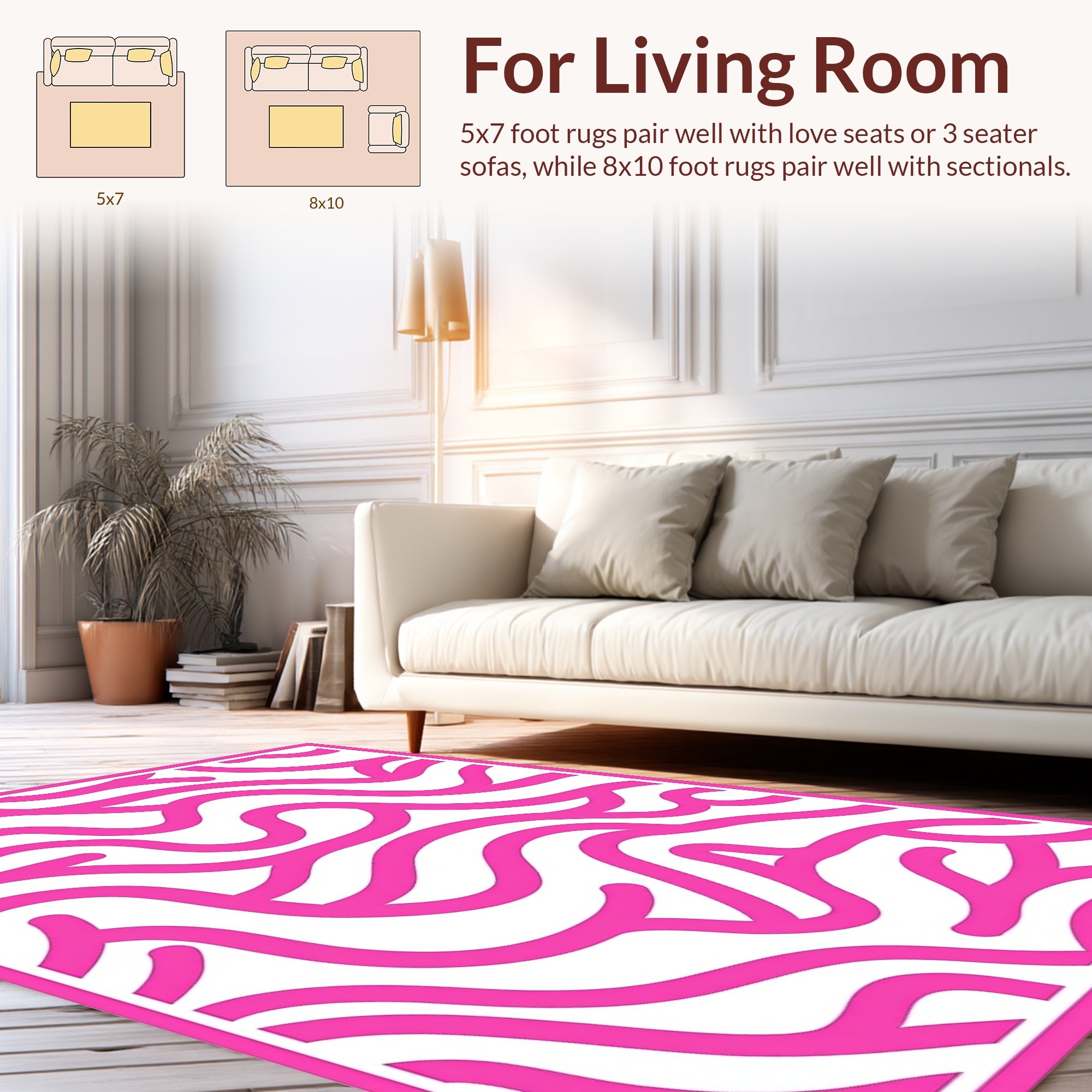 Bold Pink Swirl Pattern Rug