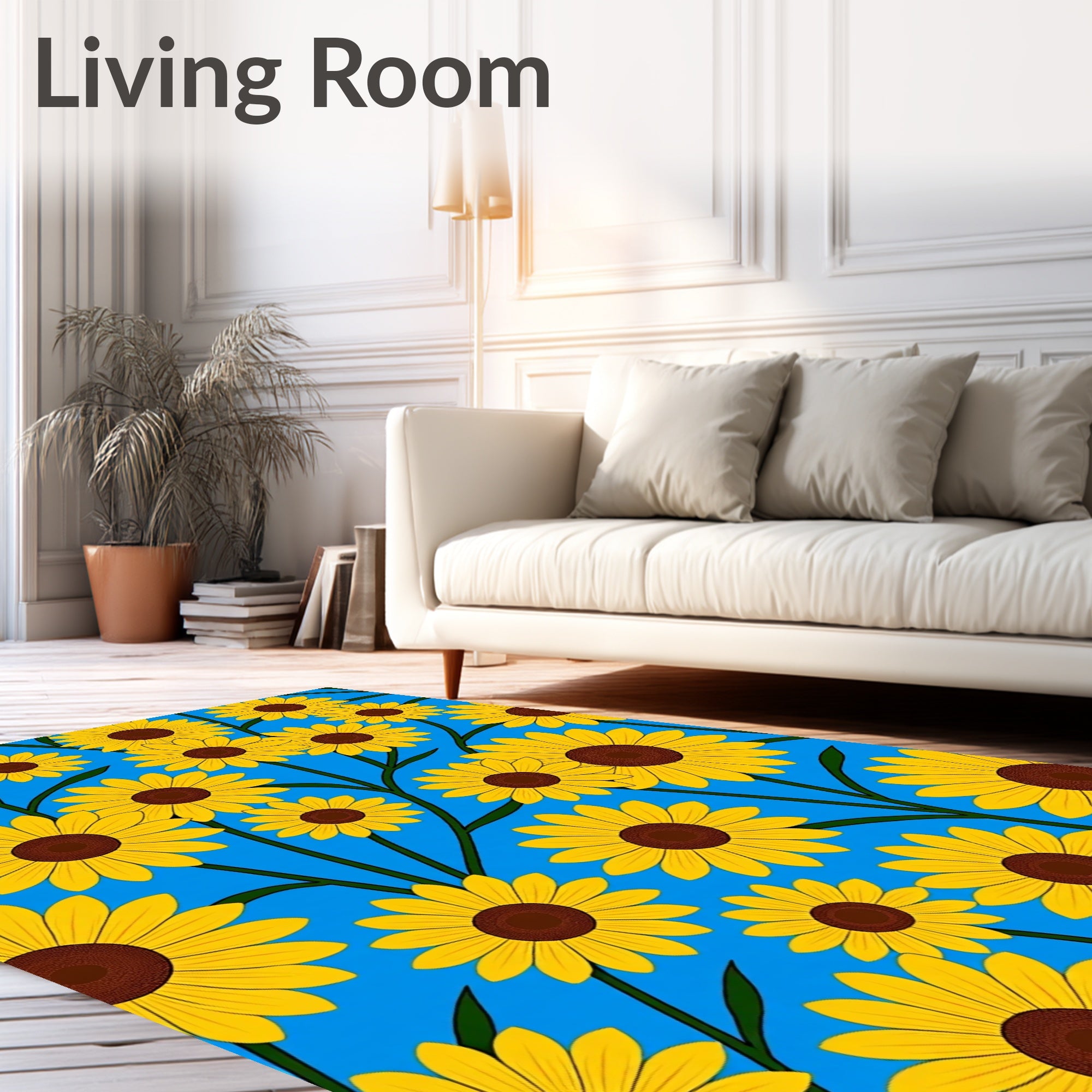 Happy Yellow Sunflower Pattern Rug