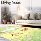 Pastoral Scene 3 Horses Willow Tree Rug