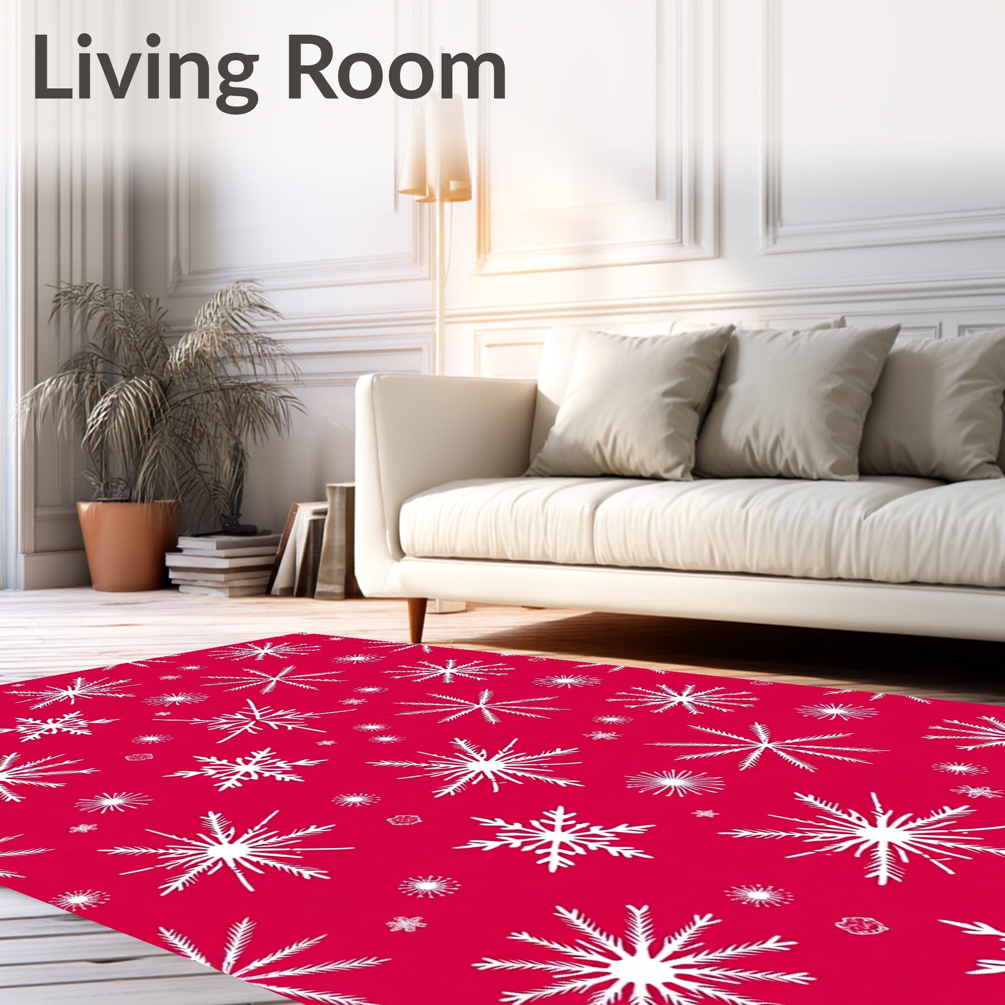 White Snowflakes Festive Pattern Rug