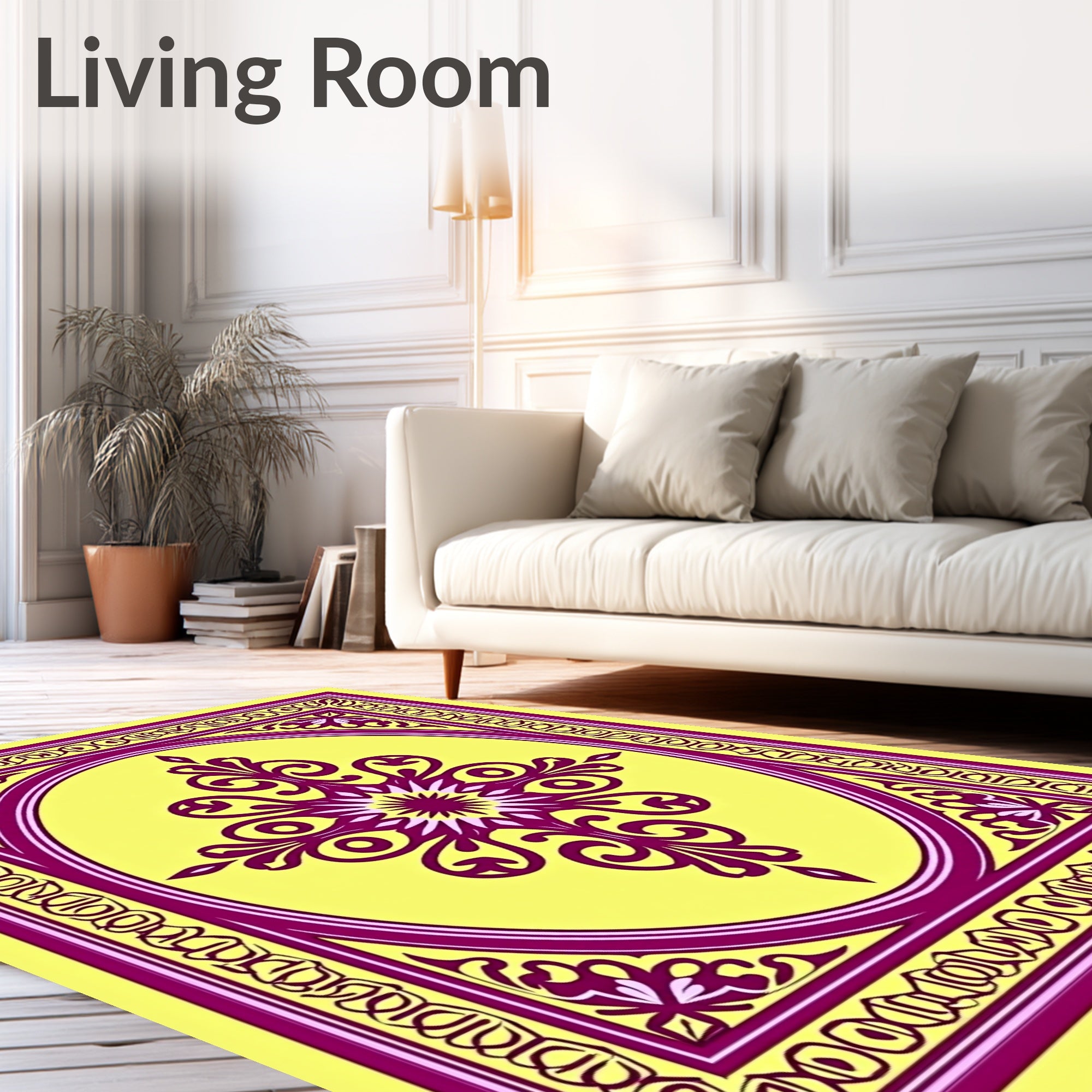 Floral Medallion Patterned Textile Rug