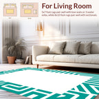 Teal Geometric Maze Design Rug