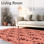 Coral Floral Damask Repeat Rug